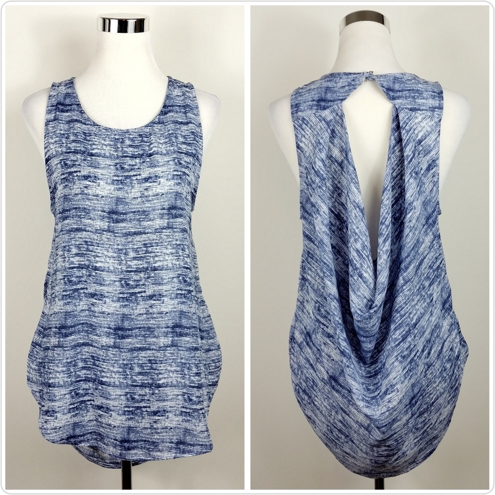 Fab'rik Asher Blue High Low Draped Tank Top